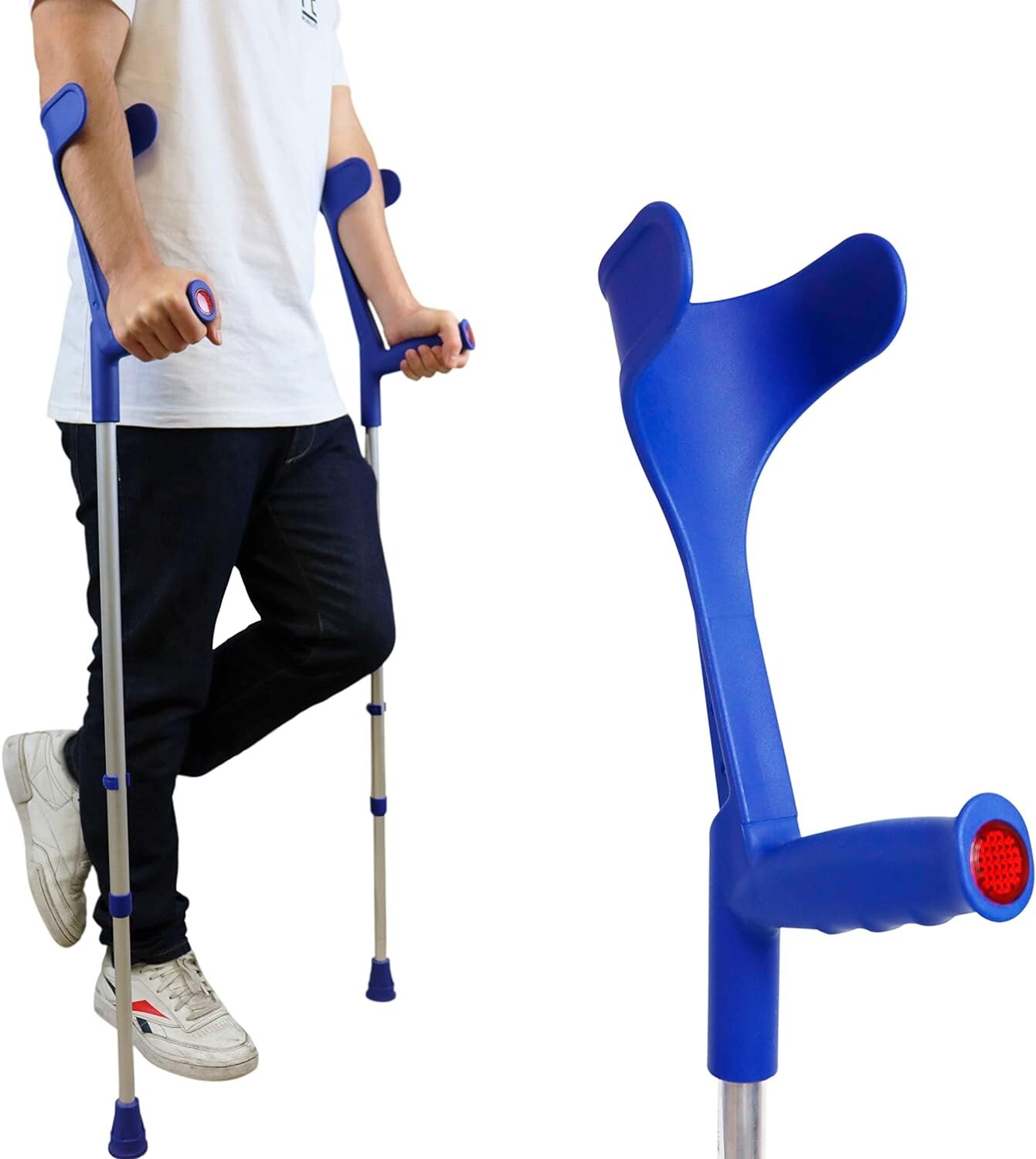 Pepe - Forearm Crutches for Adults (x2 Units, Open Cuff), Adjustable Adult-Blue