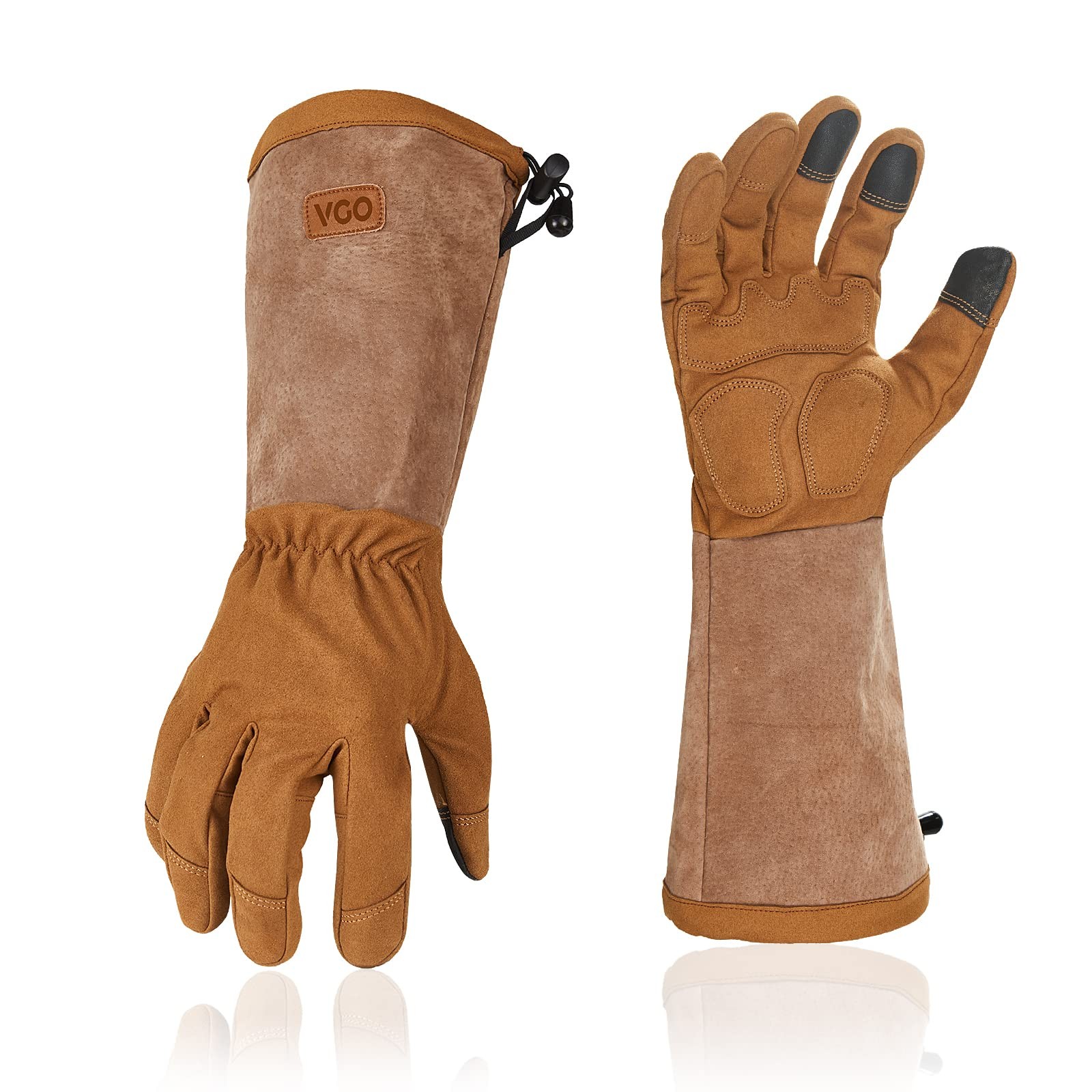 Vgo... Safety Work Gloves Men, Extended Pig Split Leather Cuff,Synthetic Leat...