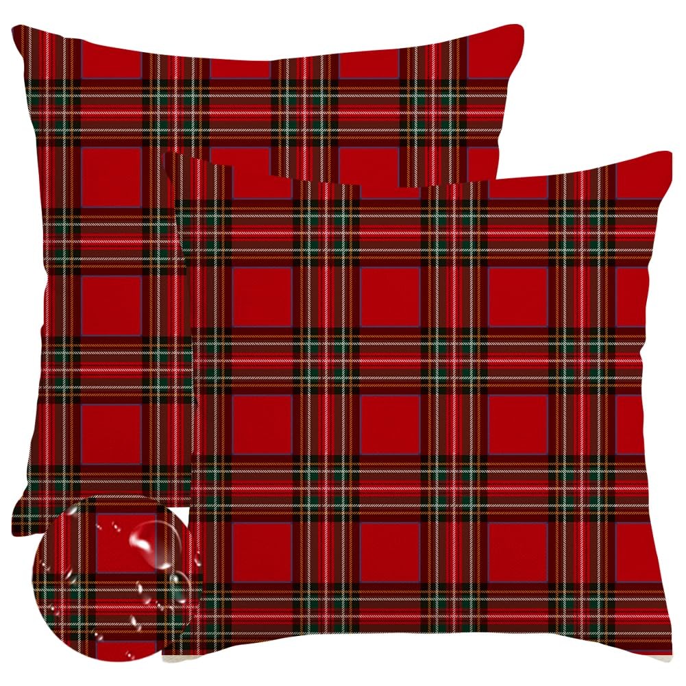 RABUSOFA Christmas Pillow Covers 18x18 18" x (Pack of 2), Red