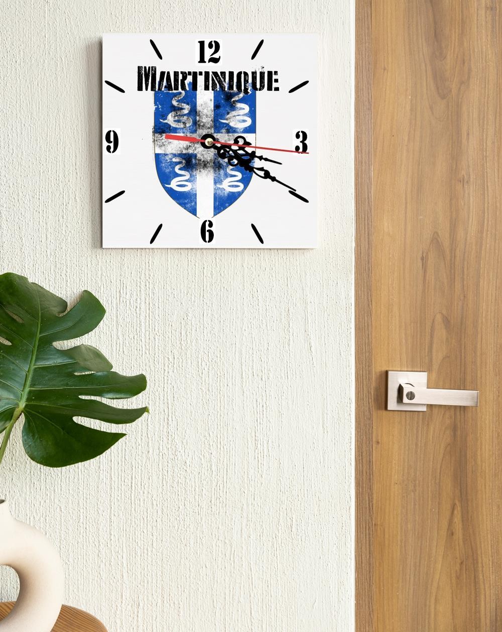 Martinique Flag Wall clock patriots CERAMIC Tile Watch Support Décor