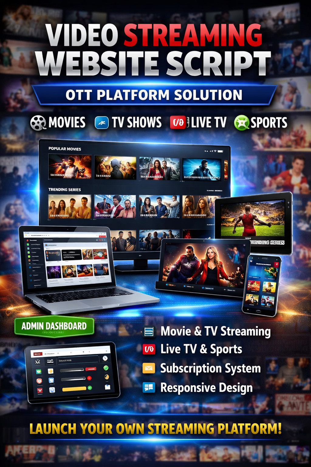 Video Streaming Portal Website | OTT Platform, Movies, TV Shows, Live TV, Sports