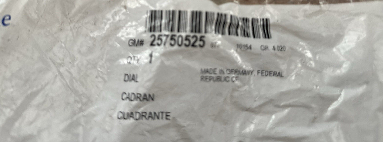 NOS GM Very Dark Pewter Automatic Transmission Control Indicator Dial 25727784