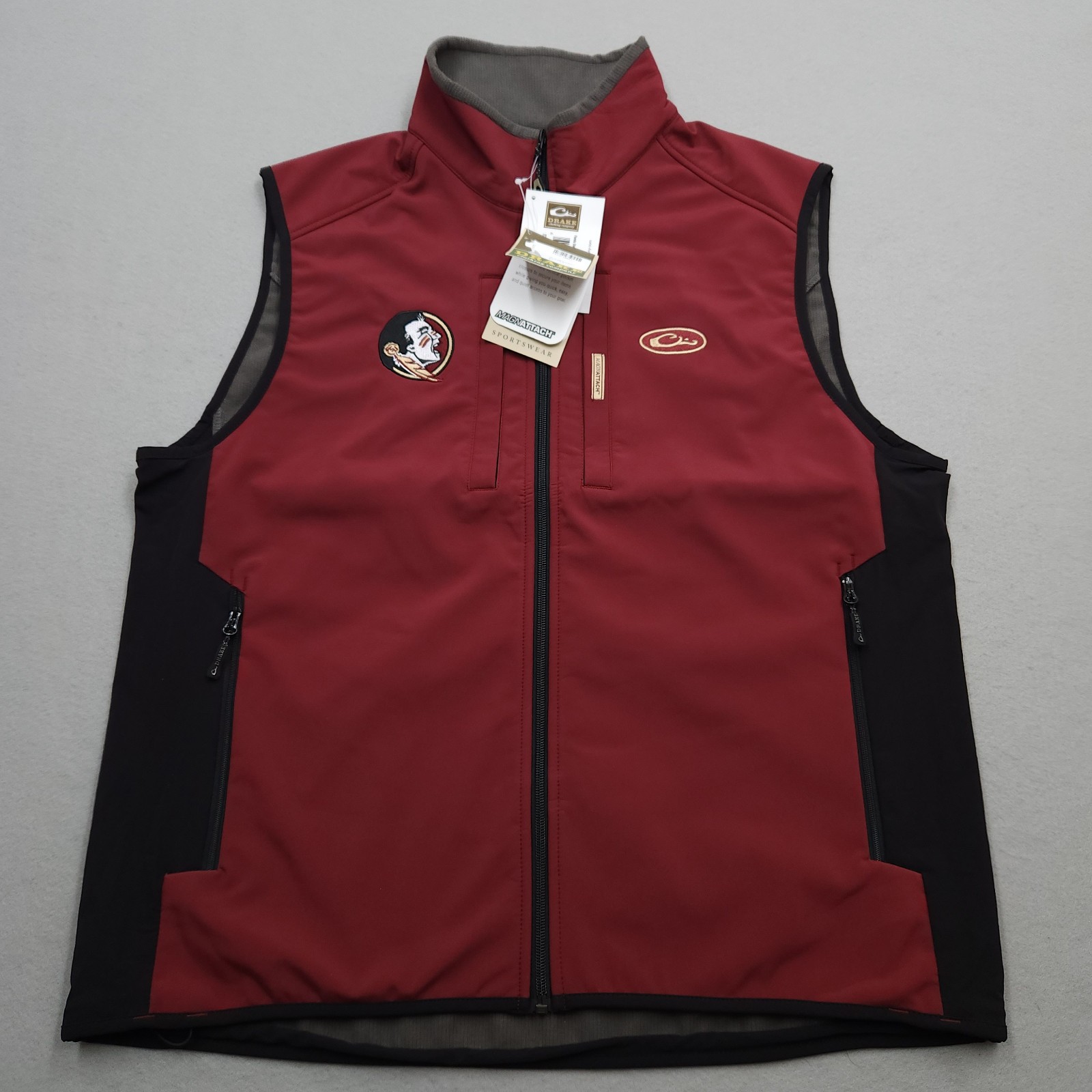 NEW Drake Florida State Vest Men 2XL XXL Seminoles FSU Windbreaker Golf Full Zip