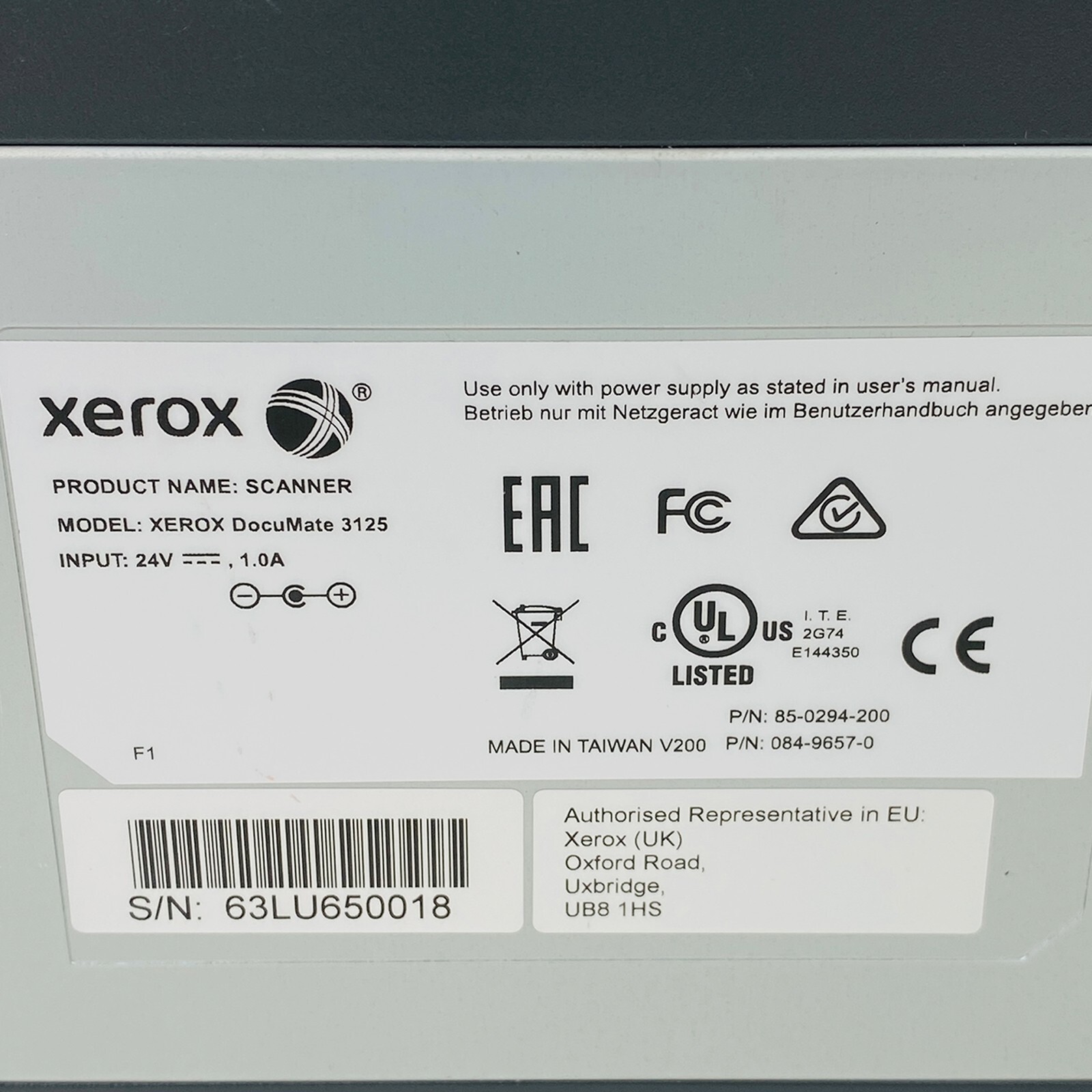Xerox DocuMate 3125 Duplex ADF High Speed Document Scanner for PC and Mac
