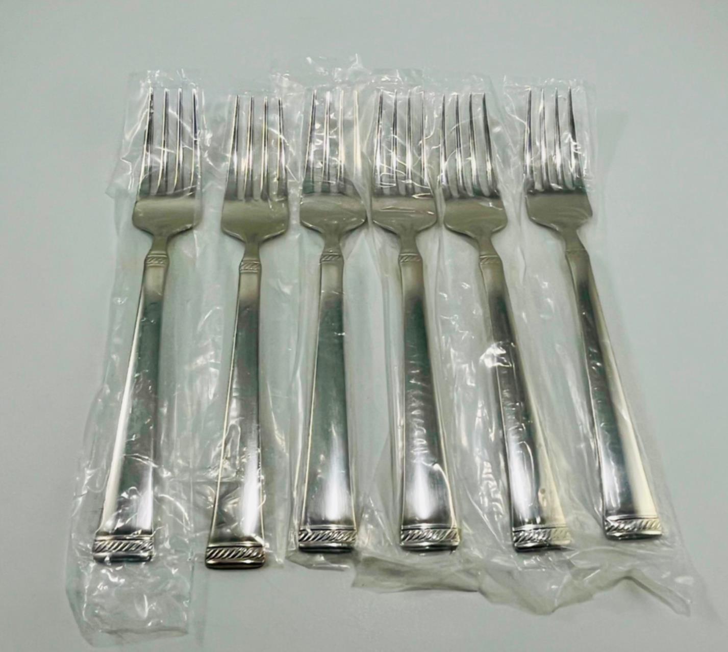 MIKASA 18/10 Stainless Steel Set of 6 ROPE Glossy Salad Forks 7.75" New