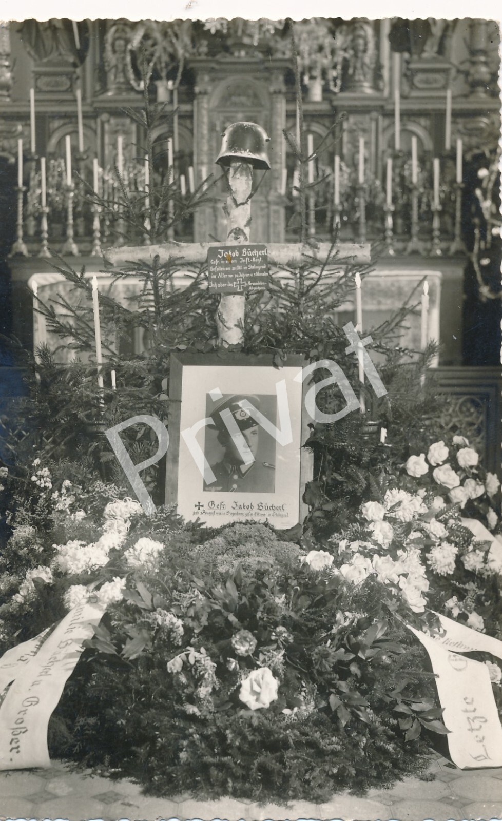 Photo WW II Wehrmacht Soldier Burial Corporal J. Bücherl L1.98