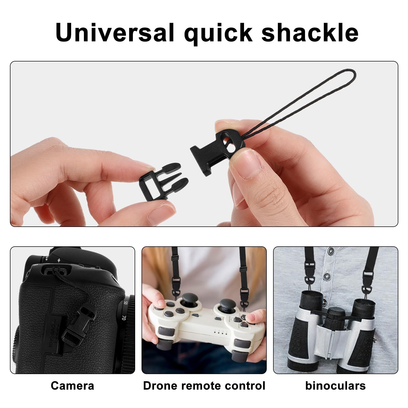 6 Pcs Black Quick Release Camera Strap QD Loop Connectors Attachment Set