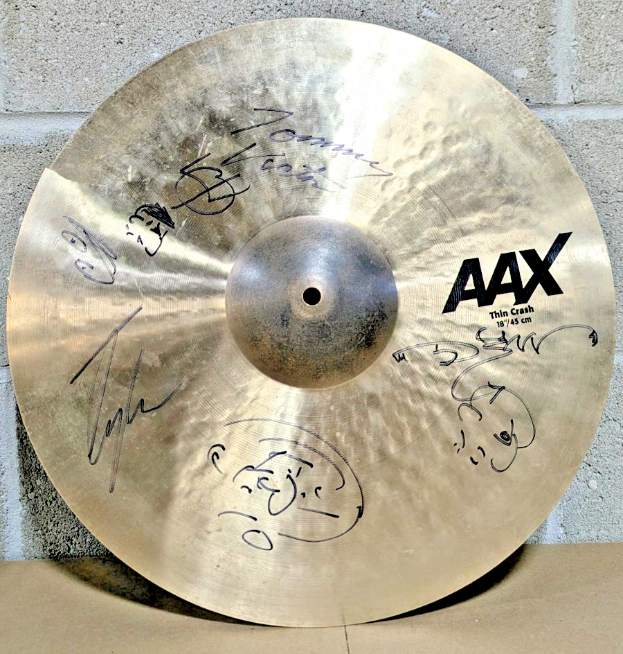 Autographed by PRONG - Sabian AAX - 16” Thin crash - Cracked Signed