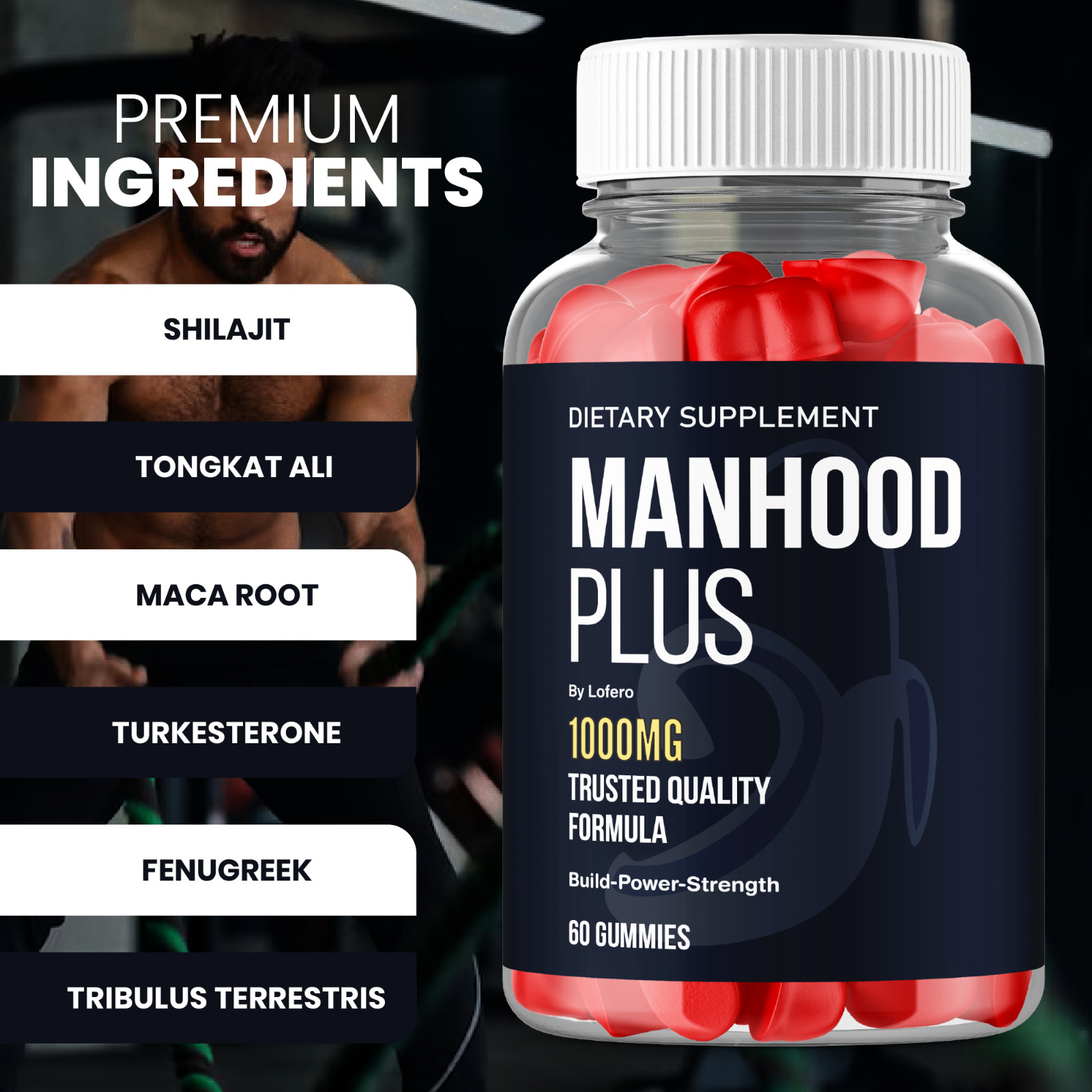 Manhood Plus Gummies for Men, Man Hood Male Stamina, Performance (60Ct)