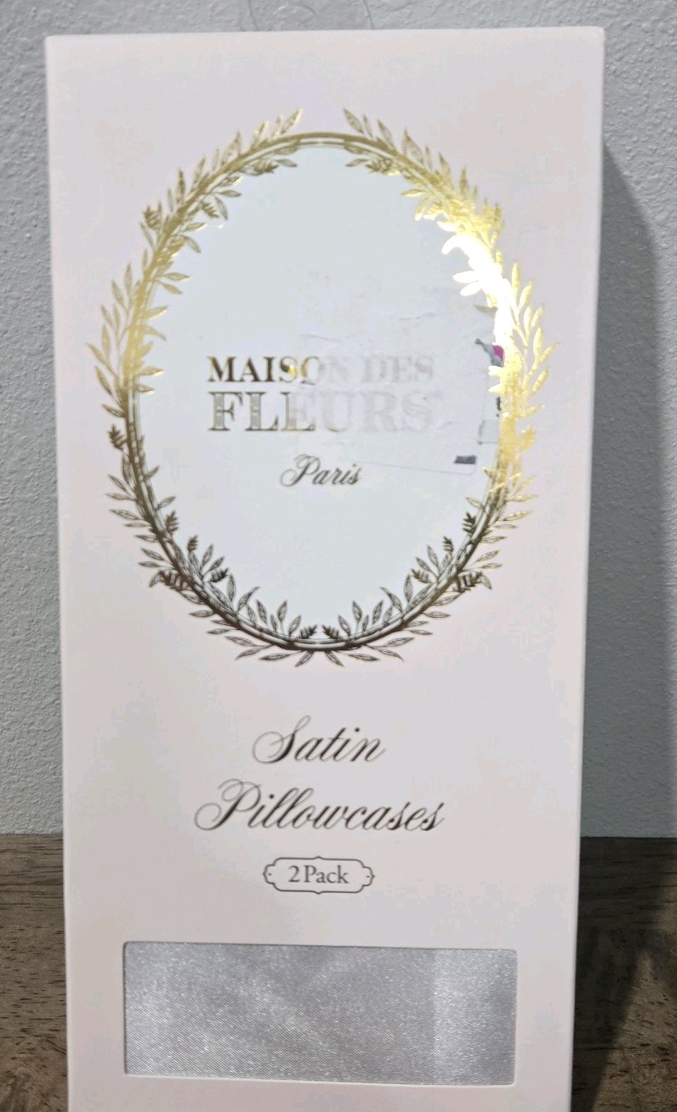 Maison Des Fleurs Paris 2 Pack Gray Satin Pillowcases New In Box 100% Polyester