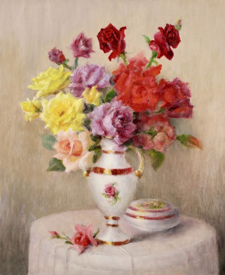 MQ866  Stretched Canvas Frame / Unframed Handmade Charm Flowers Oil Painting Art