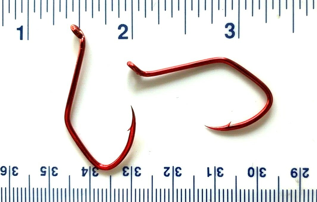 100 Matzuo 141060 Red Sickle Octopus Fish Hooks size 3/0