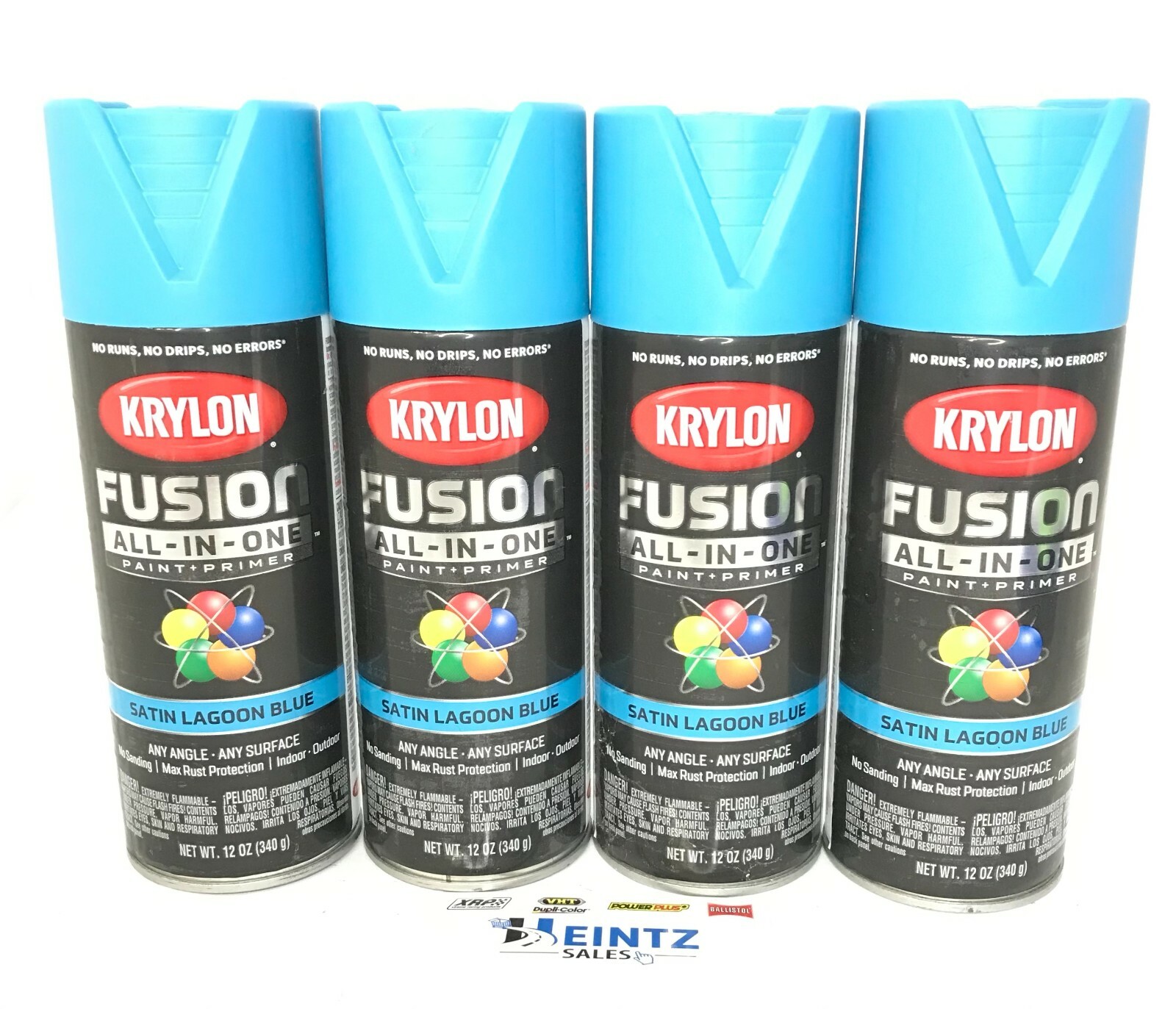 KRYLON 2741-4 PACK SATIN LAGOON BLUE All-In-One Fusion Paint & Primer - No-Peel