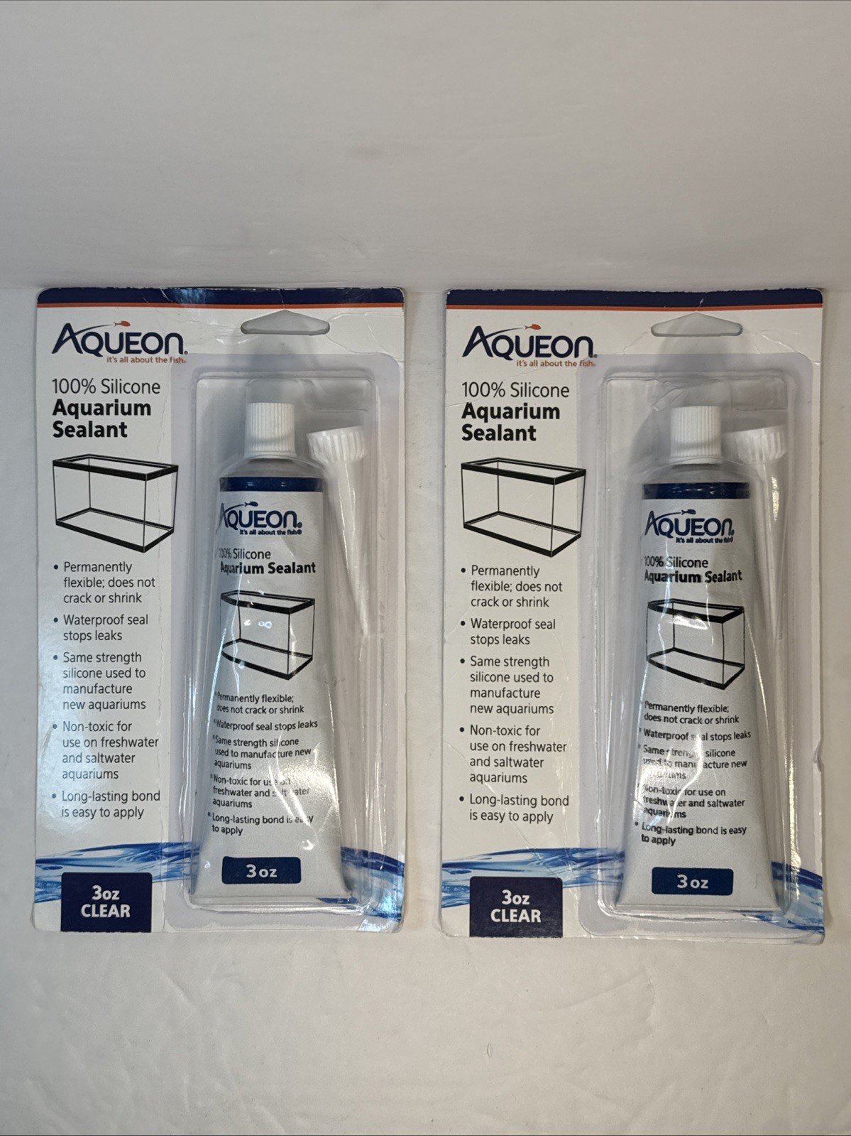 2x Aqueon 100% Silicone Aquarium Waterproof Sealant Non-Toxic Clear 3 oz
