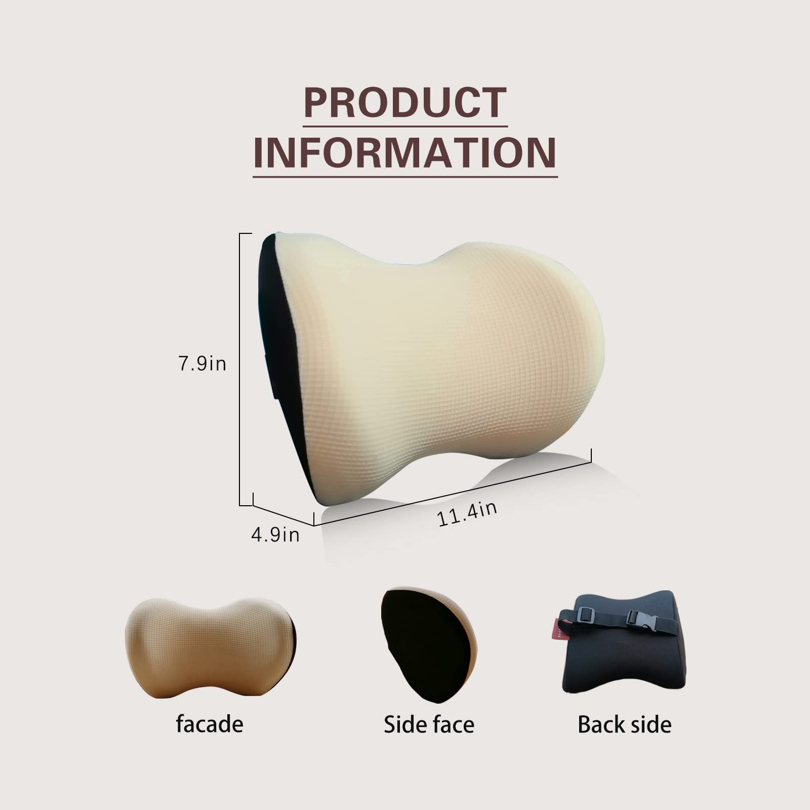 Almohada Reposacabezas Para Auto Con Espuma Viscoelastica Color Beige