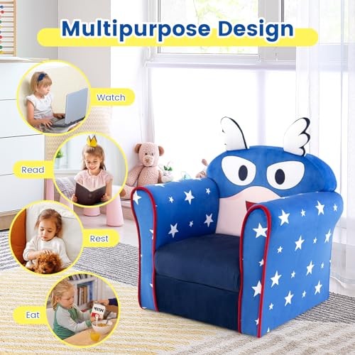 Kids Couch, Children's Sofa Armrest Chair with 19.5" x15.5" x21" Flyman