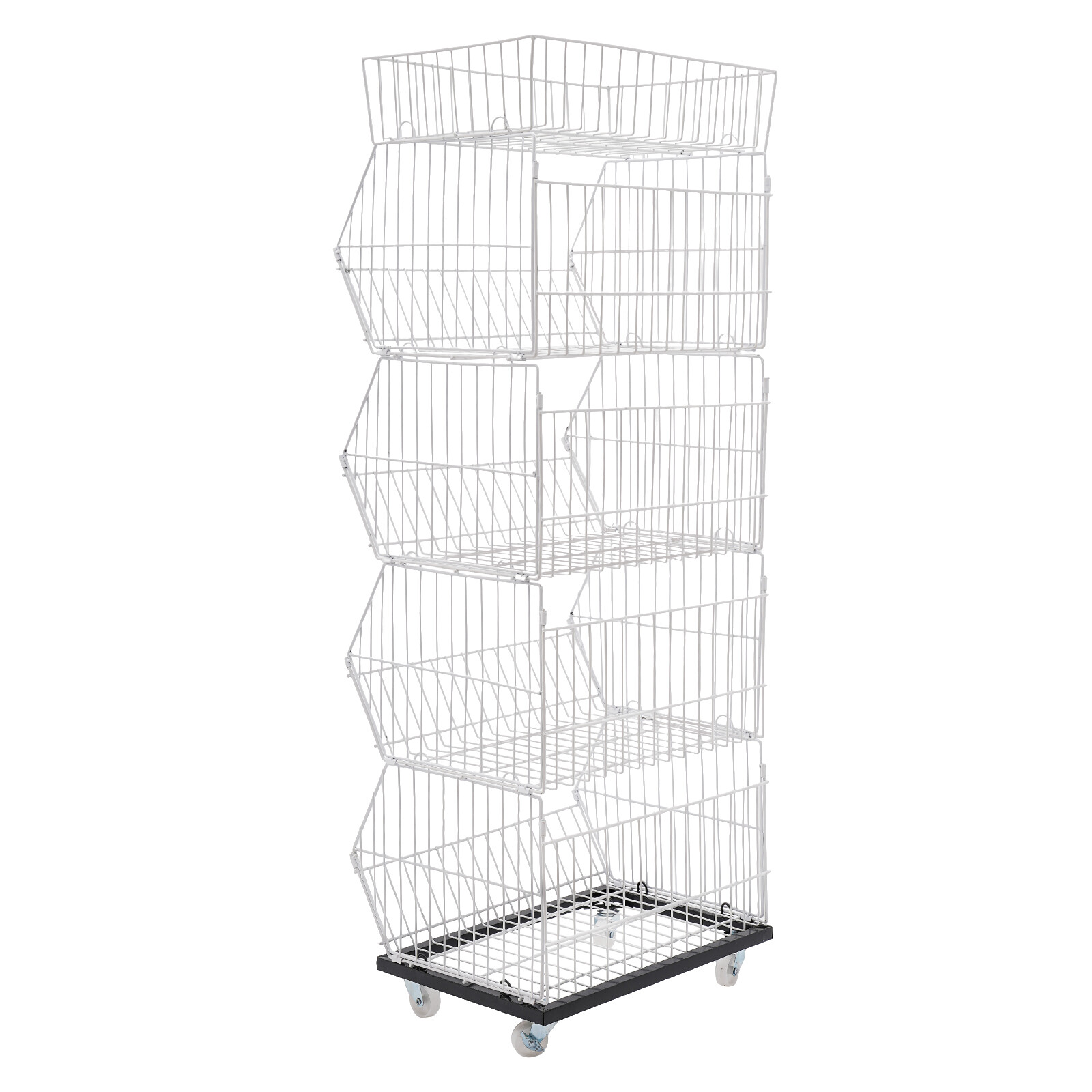 5-Tier Wire Grid Display Rack with Wheels for Fruits and Vegetables