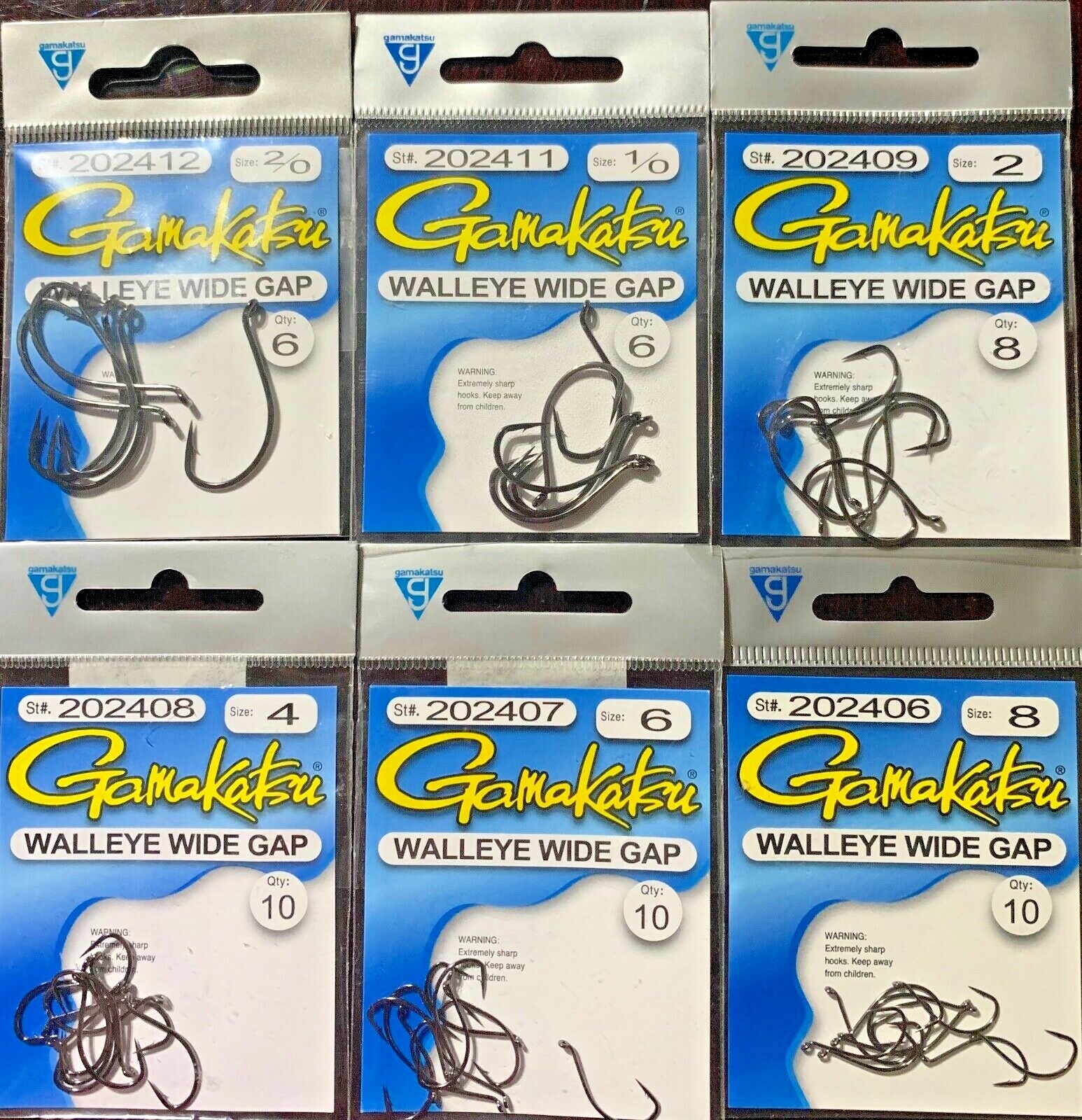 Gamakatsu Walleye Wide Gap Many Sizes Choose Panfish Crappie NEW Free SHIP