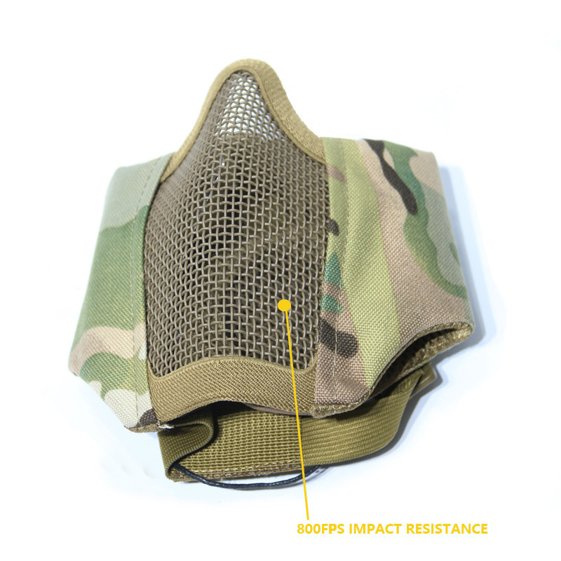 Tactical Foldable Mesh Mask With Airsoft Paintball Baseball Cap ACU