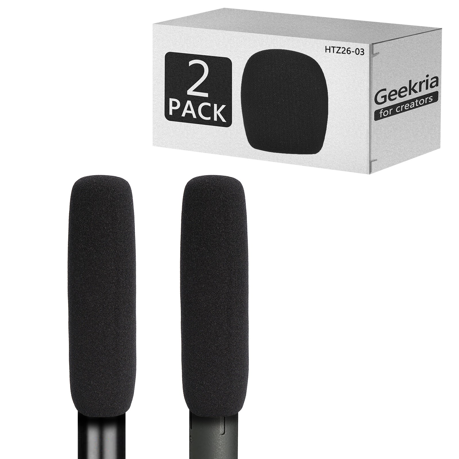 Geekria Foam Windscreen for 3/4'' Diameter Microphones (2 Pack)
