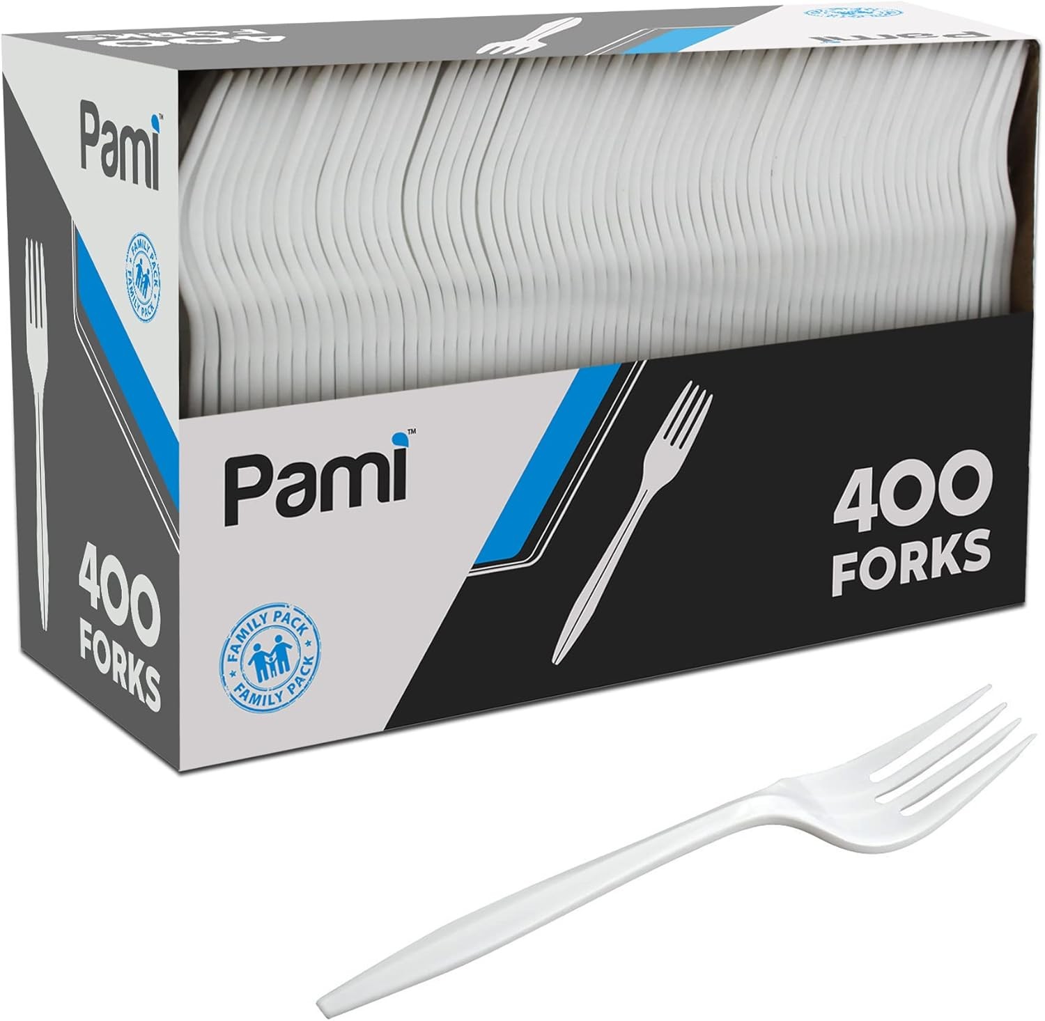 PI Medium-Weight Disposable Plastic Forks [] - Bulk White Plastic