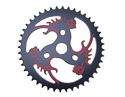 Bike Steel Chainring Red/Skull 1/2 X 1/8 44t Black.