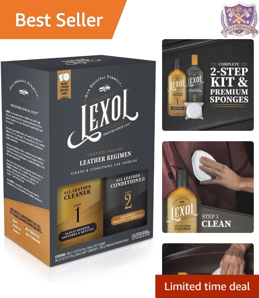 Trusted Leather Care Kit Since 1933 - Non-Toxic Cleaner & Conditioner, 2 Sponges