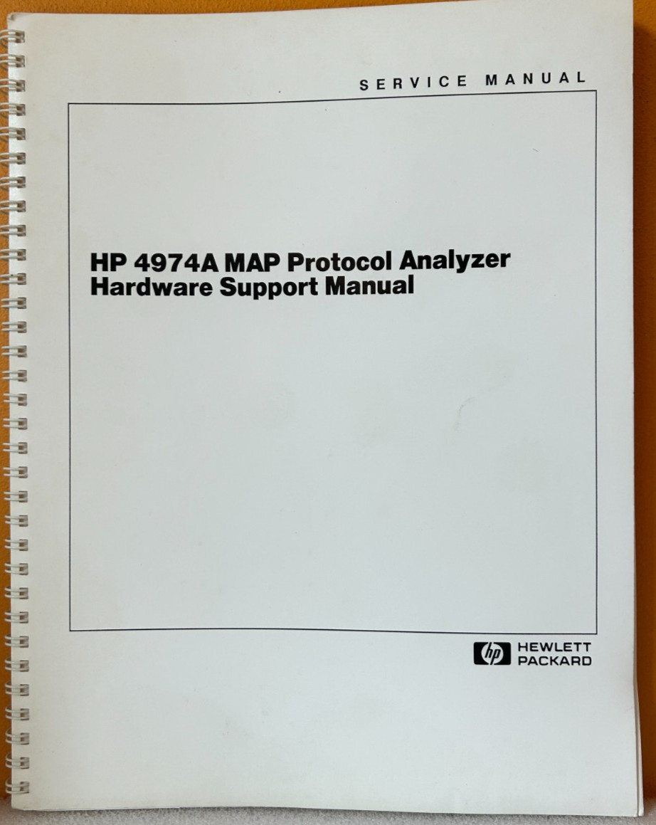 HP 04974-98501 1989 HP 4974A MAP Protocol Analyzer Hardware Support Manual.