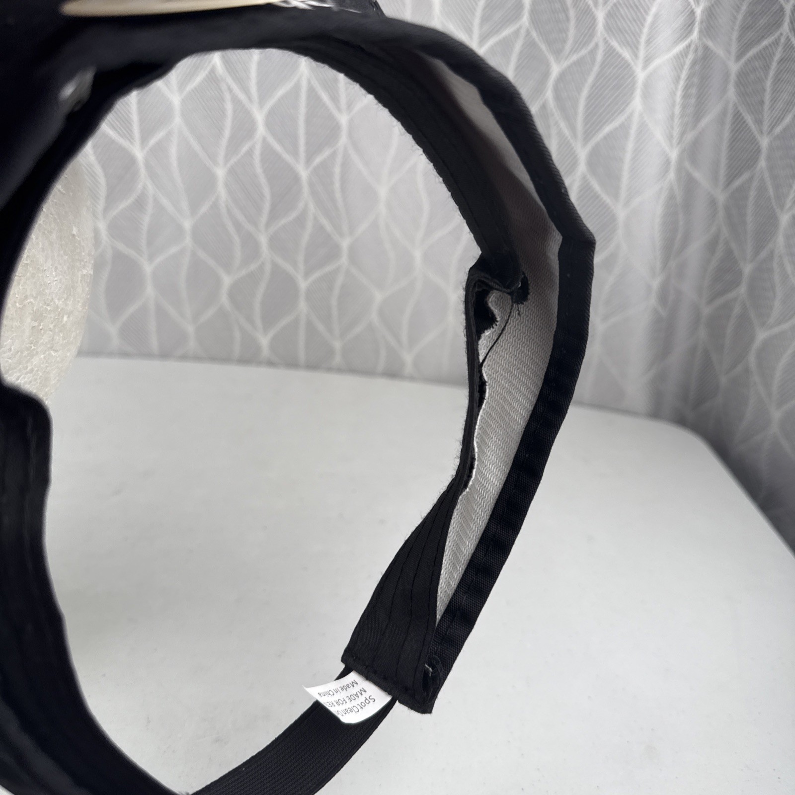 Pickleball Obsessed in White on Black Cotton Visor Elastic Band NWT