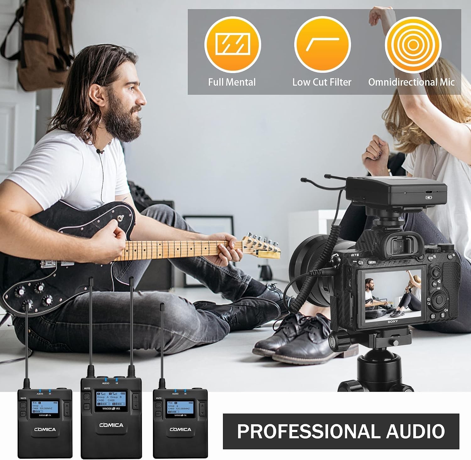Lavalier Microphone Kit (Li-Ion) with Two Transmitters - Comica