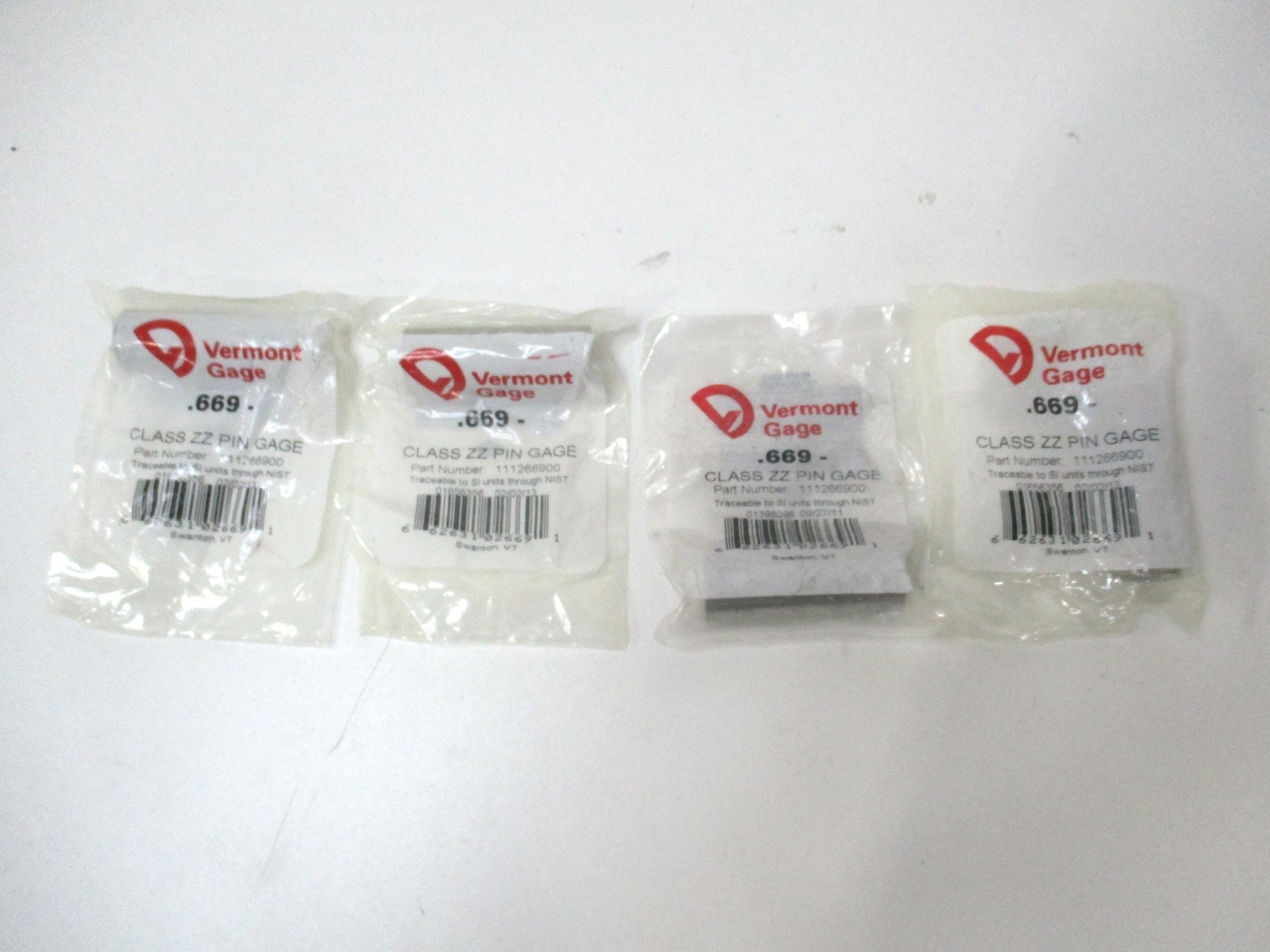 Vermont Gage (111266900) 0.669" Tolerance Class ZZ Steel No/Go Pin Gage - Qty 4