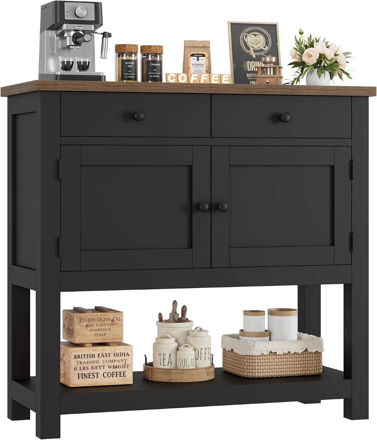 Farmhouse Console Table with Storage 35.4" W Entryway Table Black | Entry table
