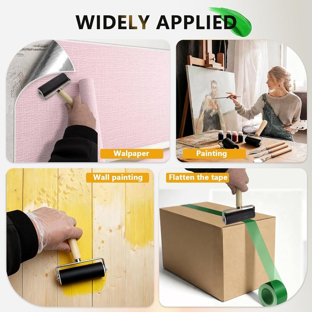 6 Pack Rubber Brayer Roller Kit,3 Sizes Rubber Rollers with 3 Scrapers for6192