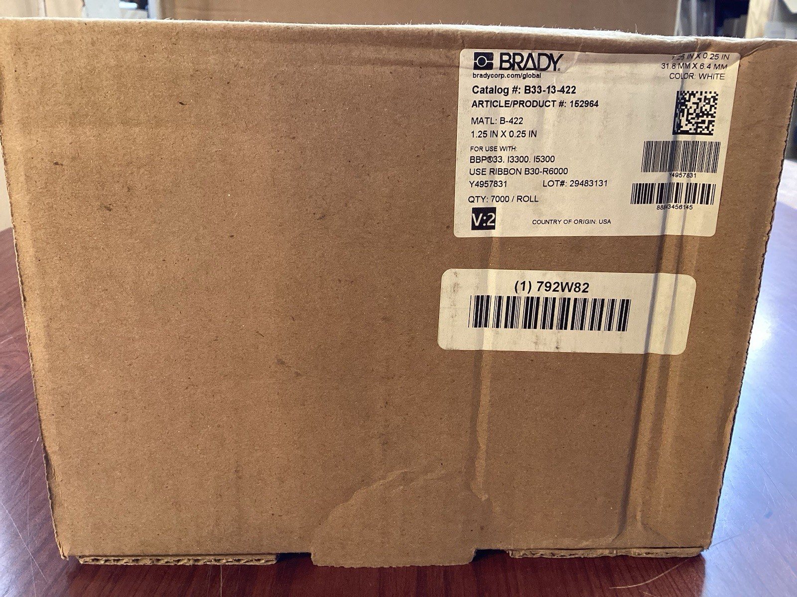 NEW Brady Pre-Cut Label Stock Roll B33-13-422 7000 Labels Per Roll B201