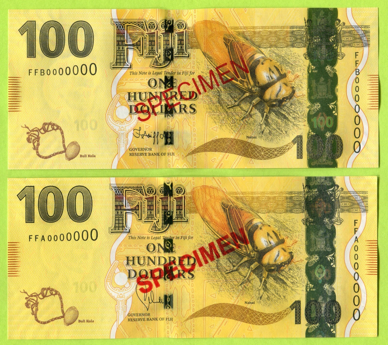 Fiji 100 Dollars ND(2012 & 2022) P119as P119bs UNC / Specimen