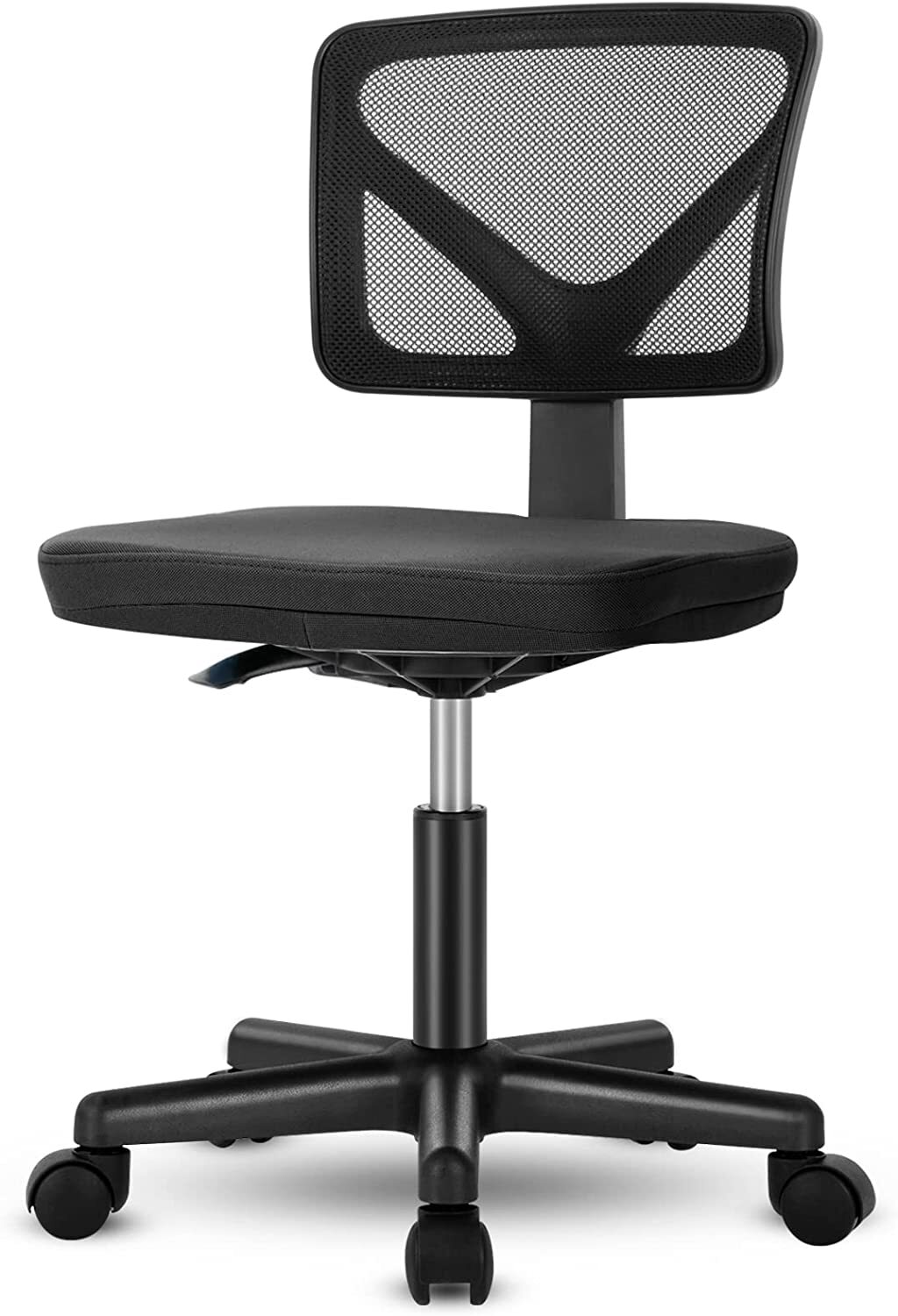Cute Armless Mesh Task Chair, Swivel Rolling Desk Chair for Home Office