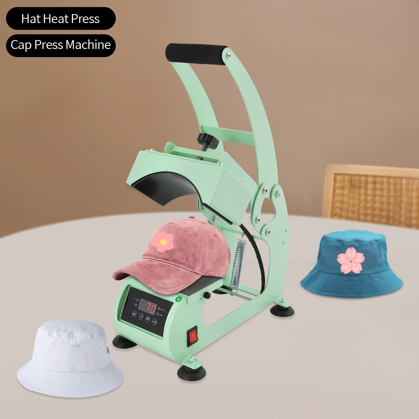 2-In-1 Hat Heat Press Machine Heating Plate Temperature Control Press Machine