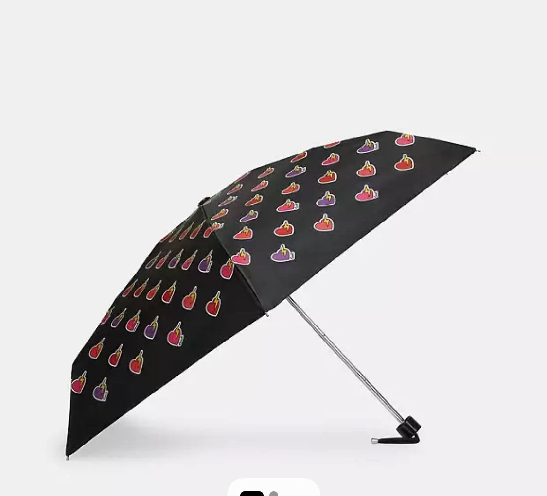 Coach Mini Umbrella With Heart Bolt Print NWT