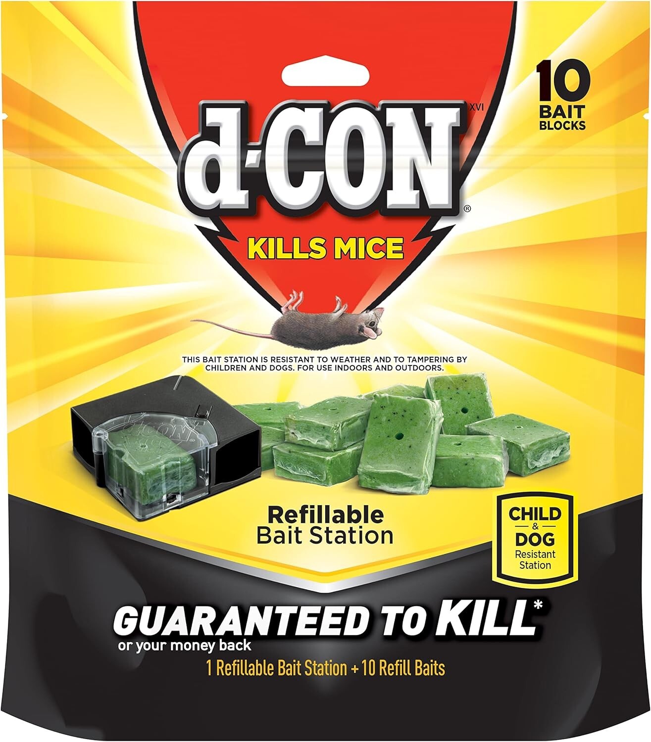d-CON Refillable Corner Fit Mouse Bait Station, 1 Trap + 10 Baits- Free Shipping