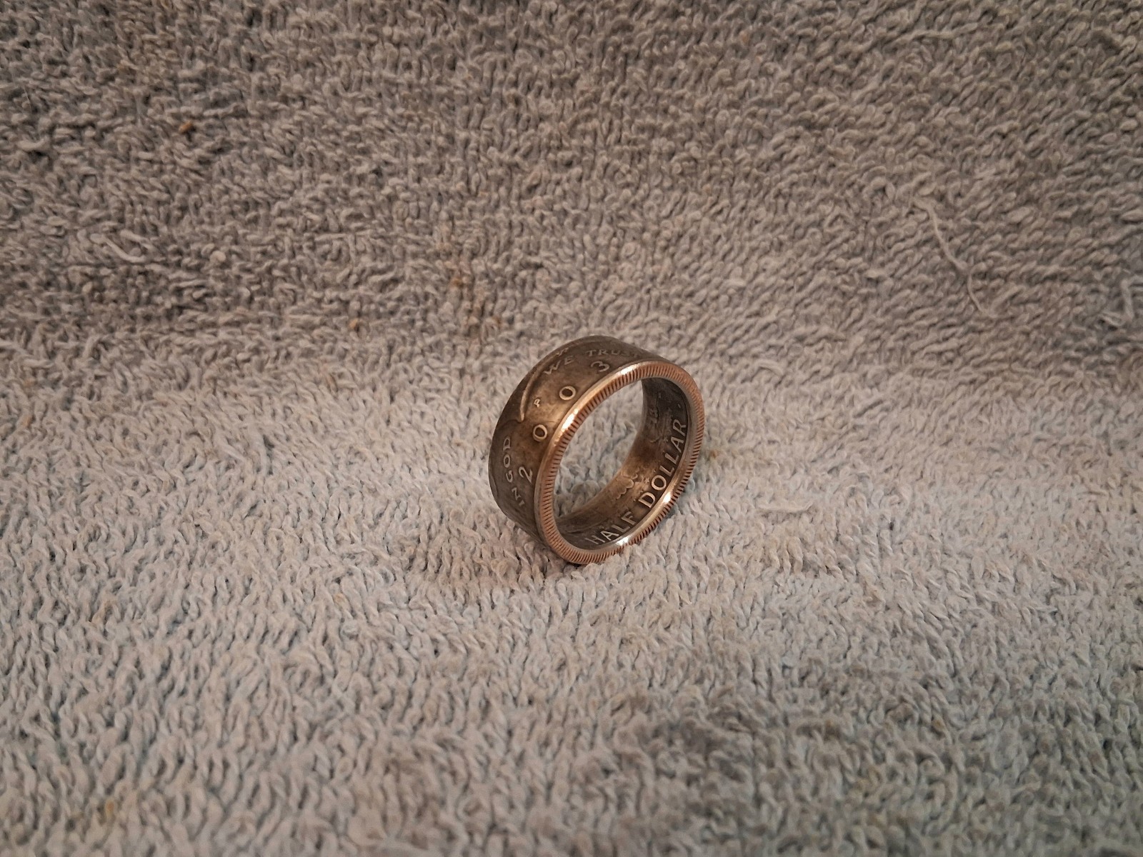 2003 Kennedy Half Dollars  size 11-1/2   coin ring  handmade mixed metals (A)