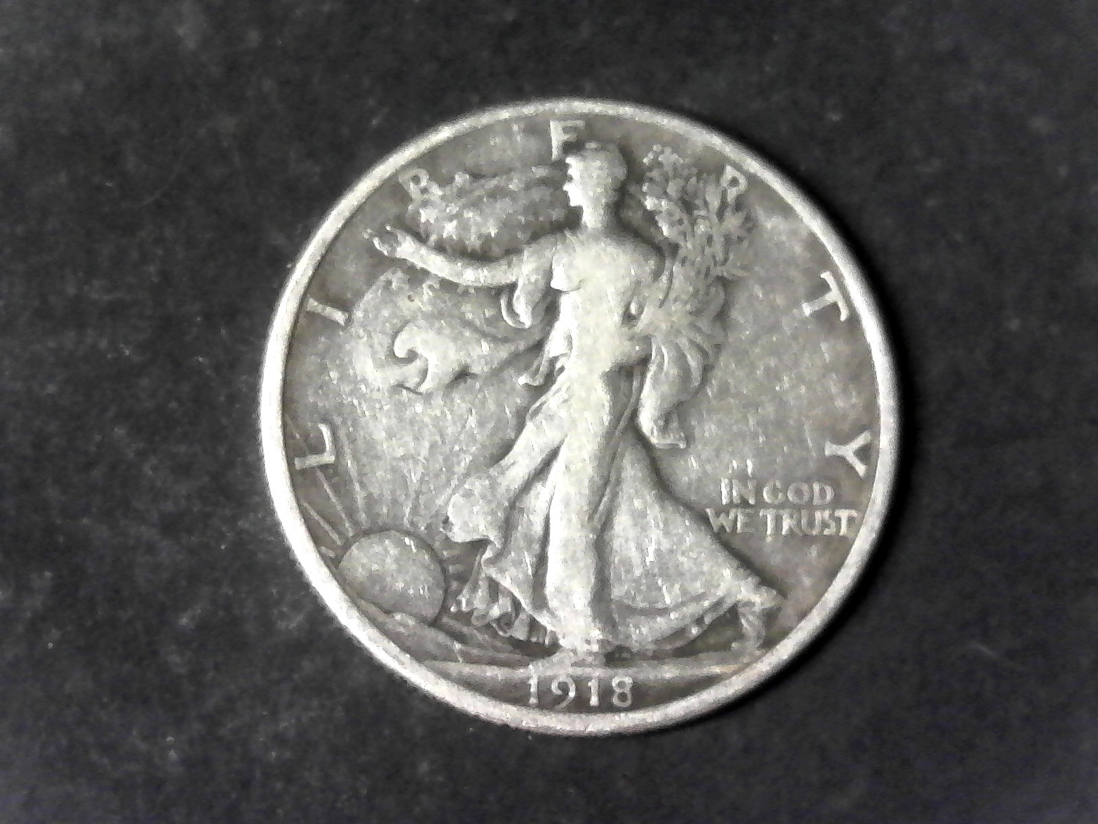 1918 P Liberty Walking Half Dollar 50C 90% Silver Coin