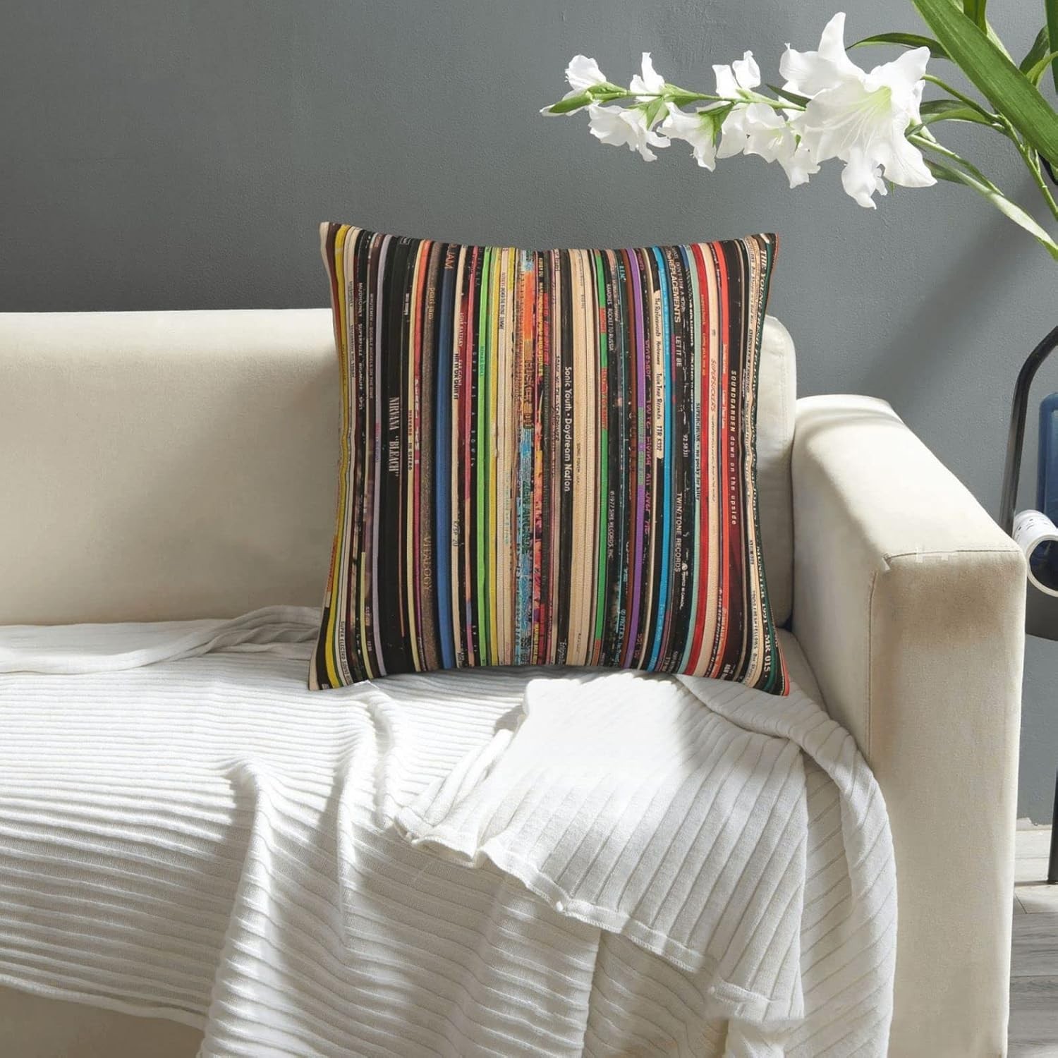Classic Alternative Rock Records Square Pillow Case Throw Pillow Covers Decor...
