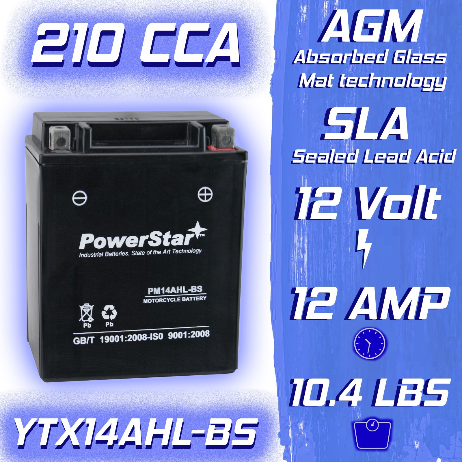 YTX14AHL-BS Motorcycle Battery Fits YAMAHA XS500 XS650 XS650S XS750 XS750S X850