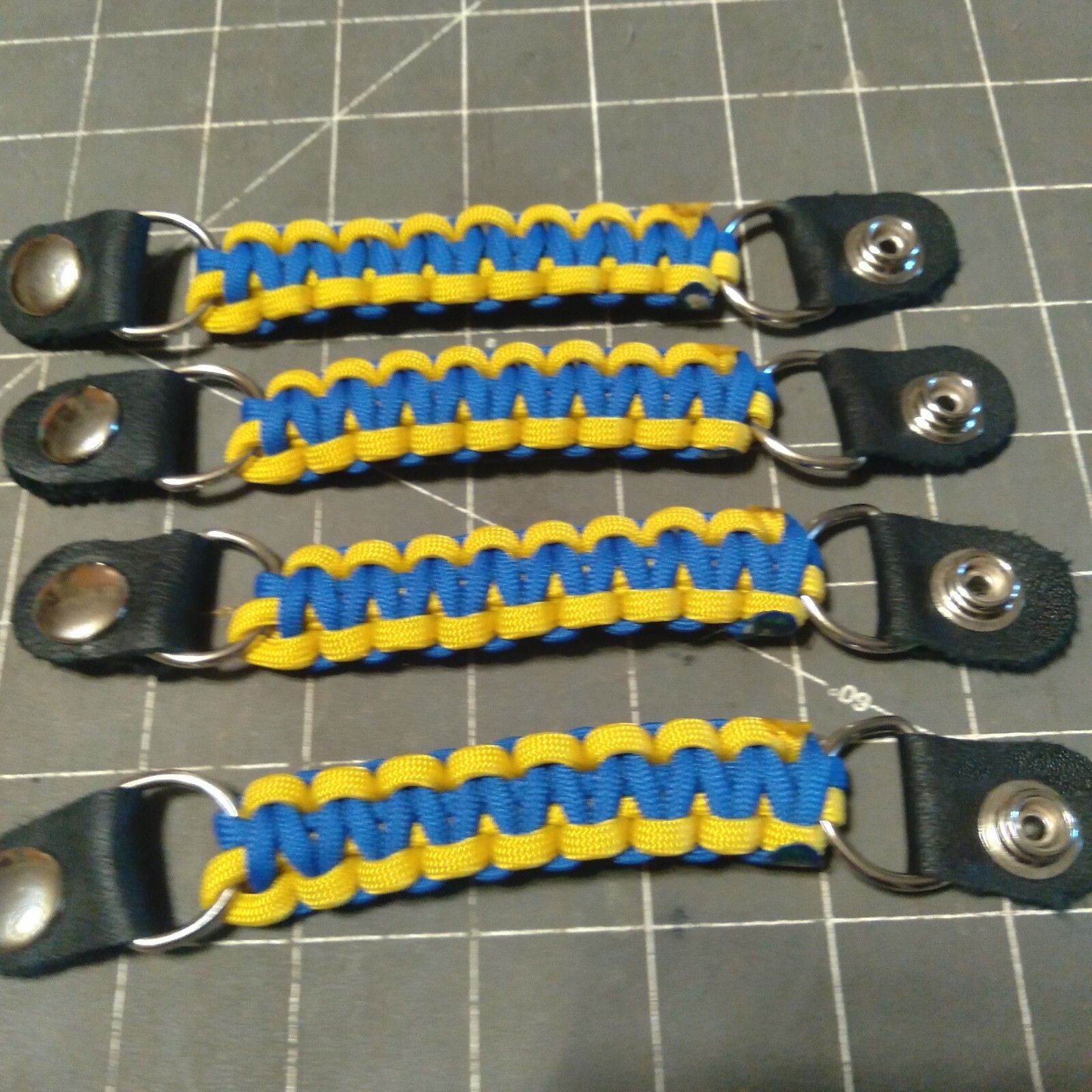 Vest extenders paracord  Light weight BLUE & yellow!!!! Set of 4. By Stitch