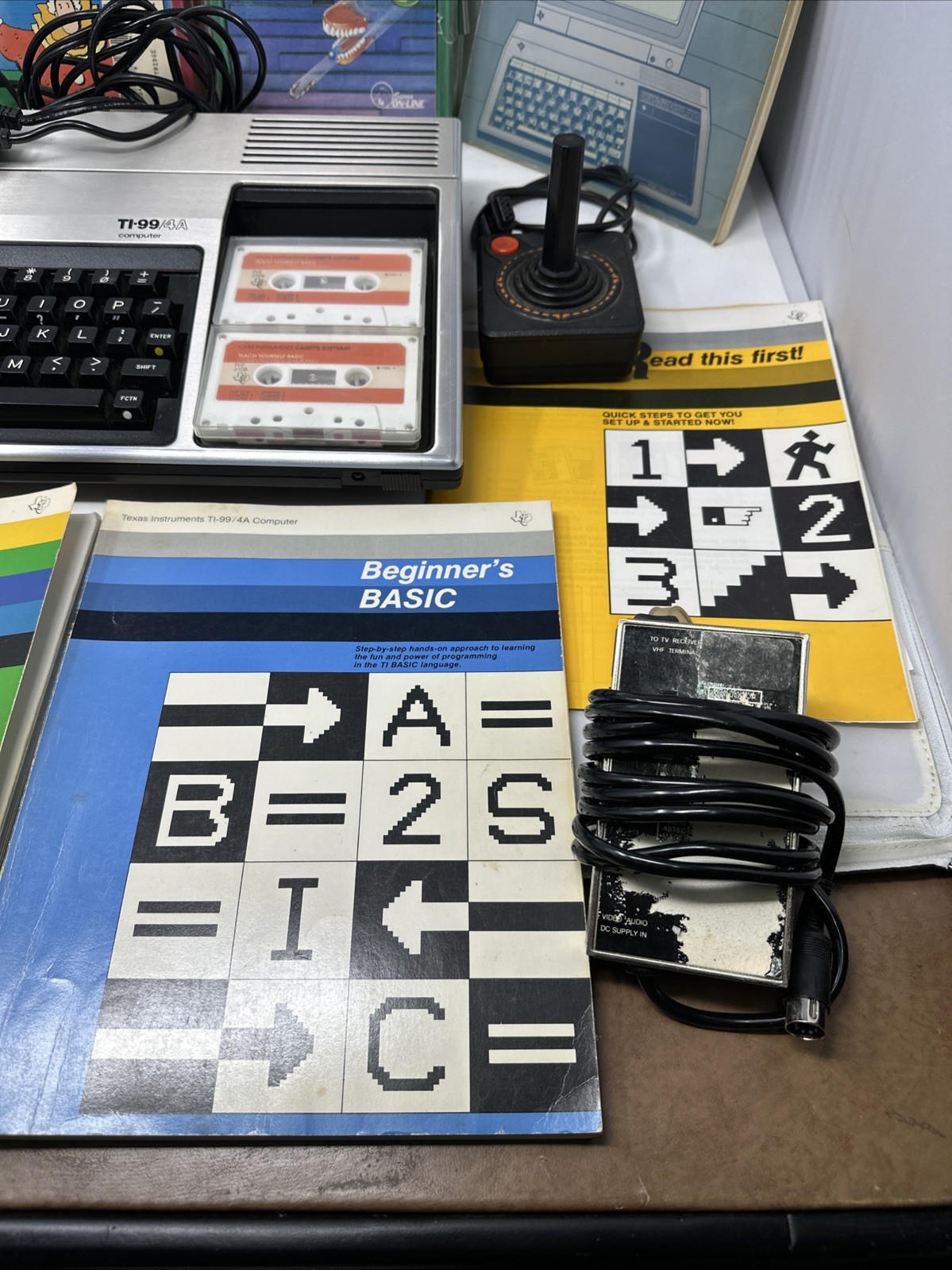 Vintage Texas Instruments TI-99/4A Home Computer + 3 Games, Manuals, + More