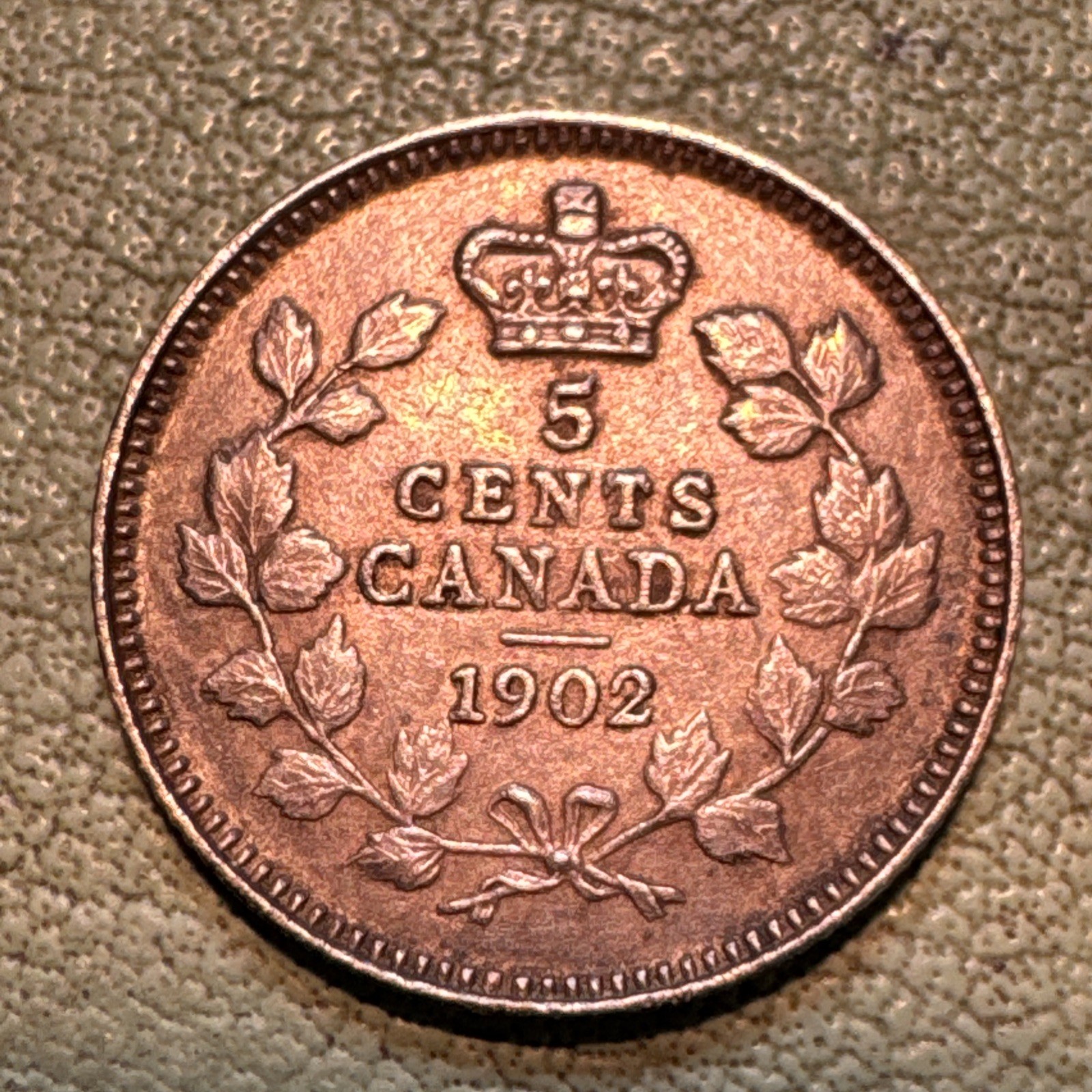 Canadian 5 Cents Coin 1902 KM# 9 Canada King Edward VII Silver .925 XF