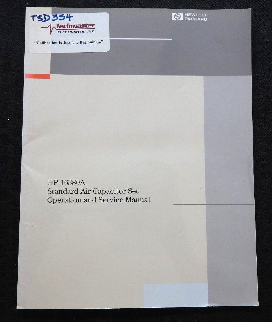 HEWLETT PACKARD HP 16380A STANDARD AIR CAPACITOR SET OPERATING & SERVICE MANUAL