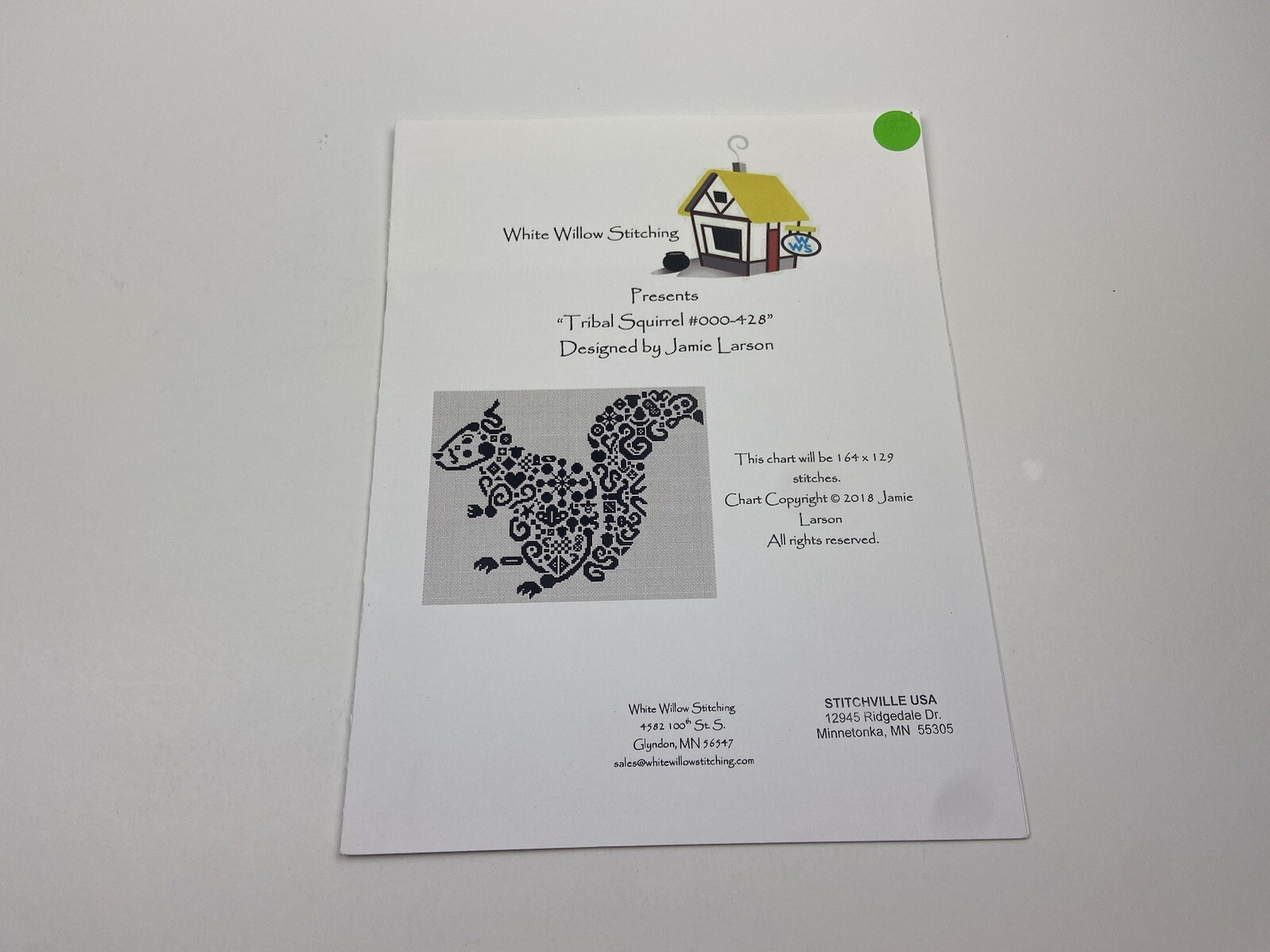 White Willow Stitching Tribal Squirrel Counted Cross Stitch Pattern
