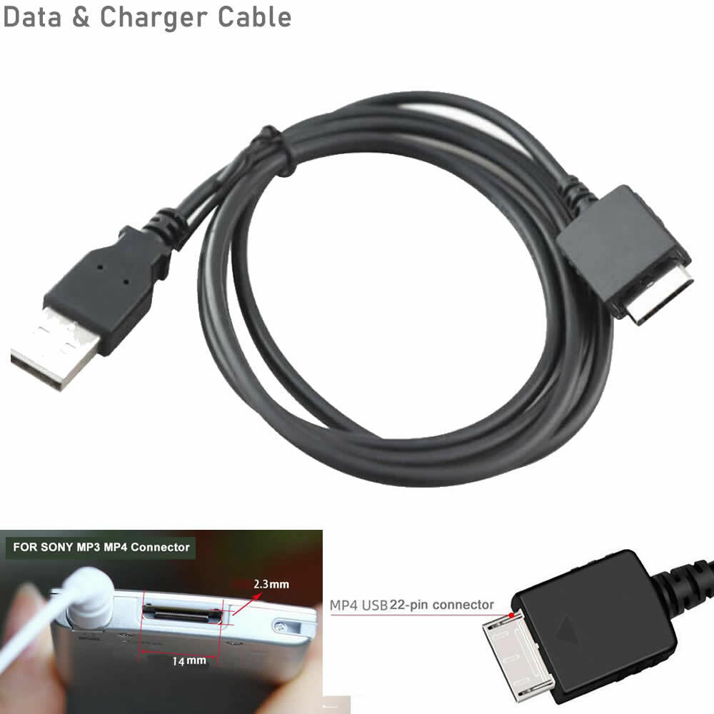 USB Data Charger Cable CORD For Sony Walkman MP3 Player NWZ E436F E438F E435F