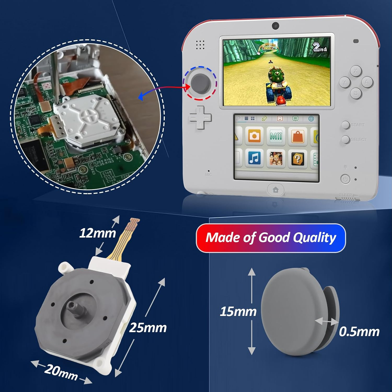 2Pack Joysticks Replacement for Nintendo 2DS 3DS Controller 3D Analog Sensor Mod